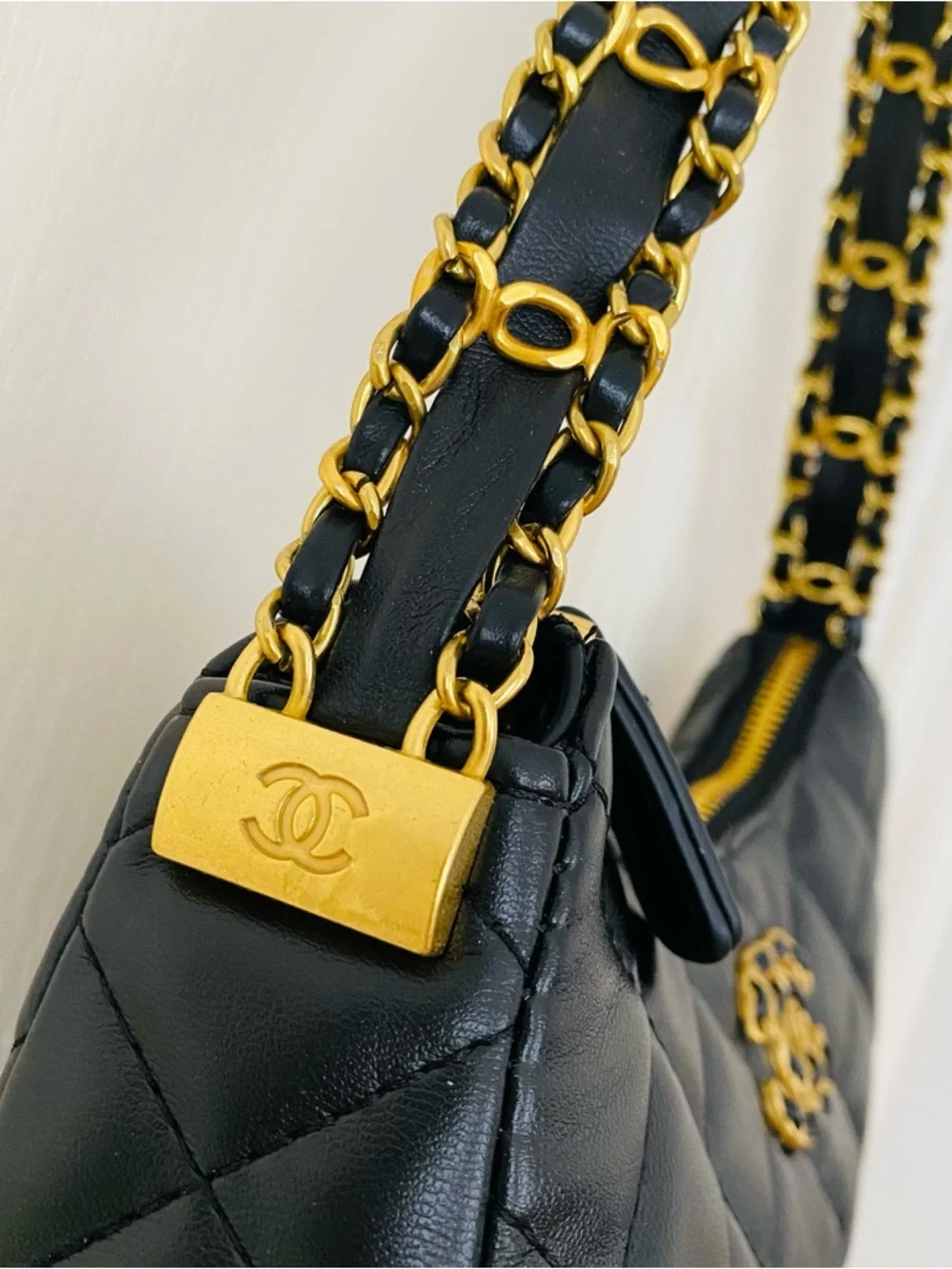 New in Box Chanel Makeup GWP Black Quilted Faux Leather 19 Hobo Shoulder Bag